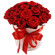 red roses in a hat box. Chelyabinsk
